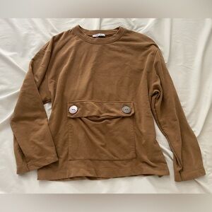 Zara Trafaluc Brown Crew Neck Sweatshirt size small